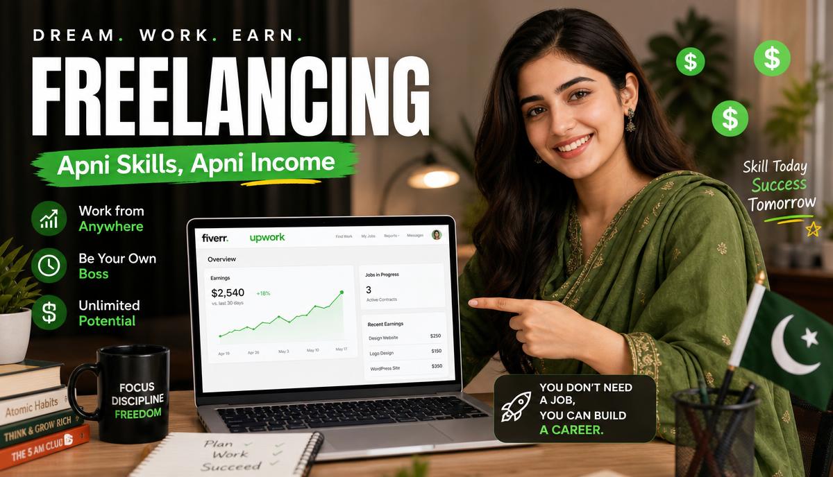 Pakistani female freelancer earning on Fiverr and Upwork