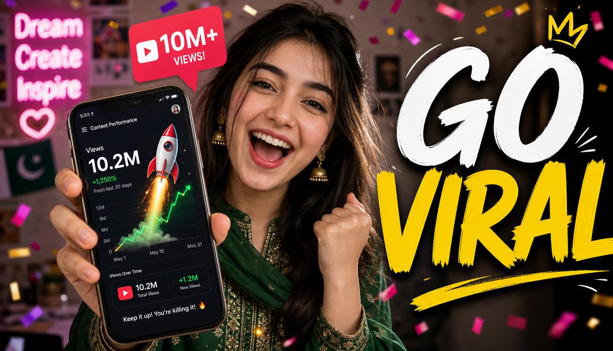 Pakistani girl celebrating viral content success